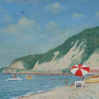 Painting titled "Beach in Lermontovo…" by Vladimir Zagitov, Original Artwork, Oil