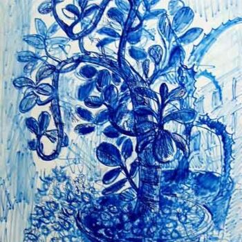 Malarstwo zatytułowany „Blue plant” autorstwa Vladimir Zagitov, Oryginalna praca, Olej