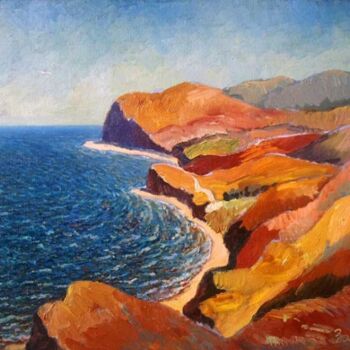 Schilderij getiteld "Crimea coast. Carad…" door Vladimir Zagitov, Origineel Kunstwerk, Olie