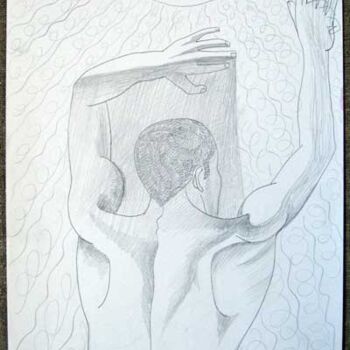 Drawing titled "Man and Sun" by Vladimir Zagitov, Original Artwork