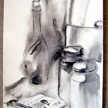 Drawing titled "bottles" by Vladimir Zagitov, Original Artwork