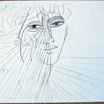 Tekening getiteld "girl and sea" door Vladimir Zagitov, Origineel Kunstwerk