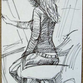 Disegno intitolato "girl drawing" da Vladimir Zagitov, Opera d'arte originale