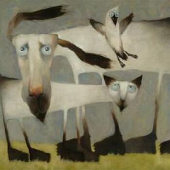 Malerei mit dem Titel "Siamese twins/Сиамс…" von Vladimir Agapov, Original-Kunstwerk