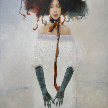 Ζωγραφική με τίτλο "Белое платье" από Vladimir Ryabchikov, Αυθεντικά έργα τέχνης, Λάδι