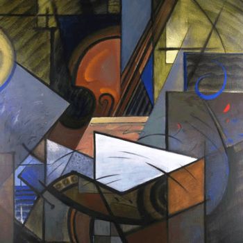 Картина под названием "Muzik" - Vladimirs Ilibajevs, Подлинное произведение искусства, Масло