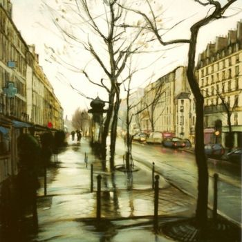 Картина под названием "Paris.Boulevard du…" - Vladimirs Ilibajevs, Подлинное произведение искусства, Масло