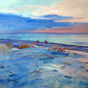 Картина под названием "Evening on the sea" - Vladimirs Ilibajevs, Подлинное произведение искусства, Масло