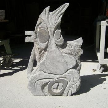 Sculpture titled "Katze (andere Seite)" by Vladimirnikolski, Original Artwork, Stone