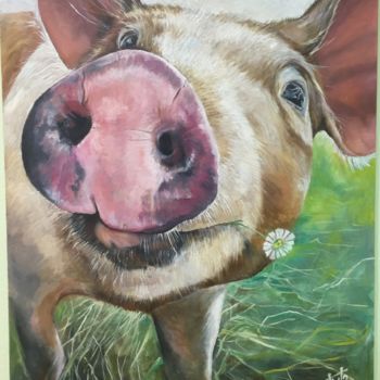 Painting titled "Pig.jpeg" by Vladimir Sudakov, Original Artwork, Oil