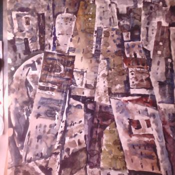 Картина под названием "композиция Нью-Йорк" - Владимир Трутко, Подлинное произведение искусства, Акварель