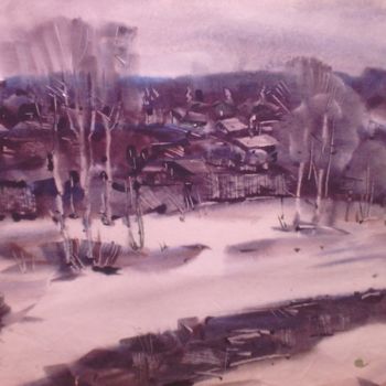 Ζωγραφική με τίτλο "поселок Черевковка" από Владимир Трутко, Αυθεντικά έργα τέχνης, Ακουαρέλα