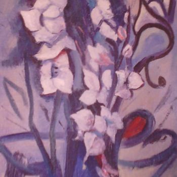 Painting titled ""White flowers"Белы…" by Vladimir Trutko, Original Artwork, Oil