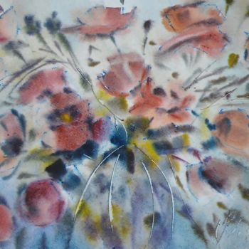 Картина под названием "Poppies" - Владимир Трутко, Подлинное произведение искусства, Акварель