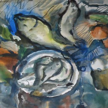 Картина под названием ""Fish"" - Владимир Трутко, Подлинное произведение искусства, Акварель