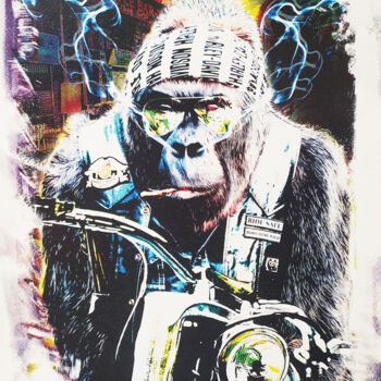 Gravures & estampes intitulée "MONKEY BIKER Non-Sm…" par Vladislas, Œuvre d'art originale, Photo montage