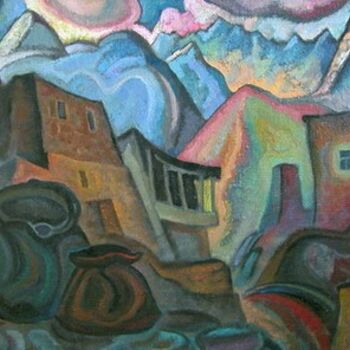 Pintura intitulada "Village abandonné.…" por Vladislav Aristov, Obras de arte originais
