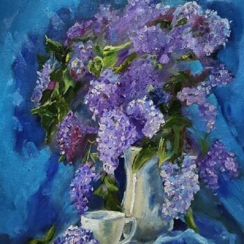 Malarstwo zatytułowany „warm lilac” autorstwa Владислав Гузеев, Oryginalna praca, Olej Zamontowany na Drewniana rama noszy