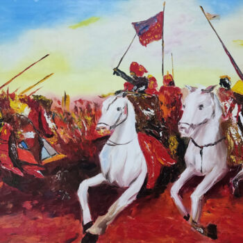 Картина под названием "Battle of Avalon" - Vladislav Masurenkov, Подлинное произведение искусства, Масло