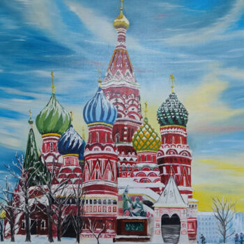 Peinture intitulée "Winter St. Basil's…" par Vladislav Masurenkov, Œuvre d'art originale, Huile