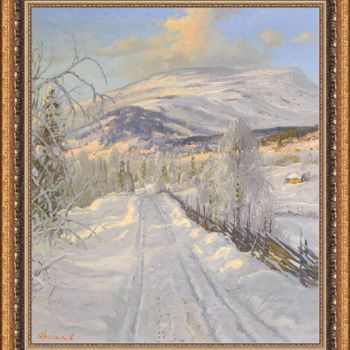 Painting titled "Зимний пейзаж" by Vladislav Protasov, Original Artwork, Oil