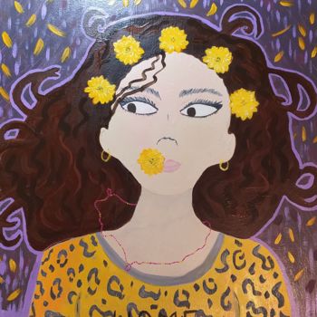 Painting titled "Home girl" by Vlada Popova, Original Artwork, Acrylic Mounted on Wood Stretcher frame