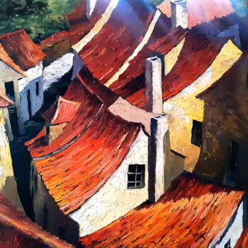 Картина под названием "Old Prague" - Vladislav Dmitrijev, Подлинное произведение искусства, Масло
