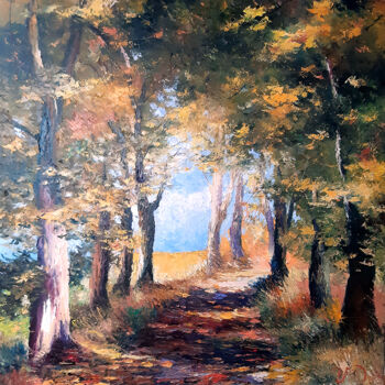Peinture intitulée "Path between trees" par Vladislav Dmitrijev, Œuvre d'art originale, Huile