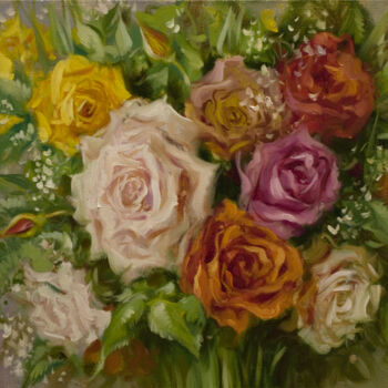 Картина под названием ""Розы"" - Владлен Гильгур, Подлинное произведение искусства, Масло