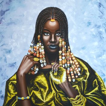 Painting titled "African woman in go…" by Vladlena Chanysheva, Original Artwork, Oil