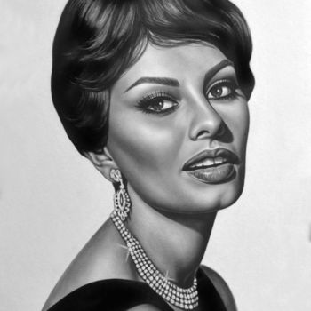 "Sophia Loren" başlıklı Tablo Vladlena Chanysheva tarafından, Orijinal sanat, Petrol
