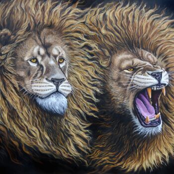 "Lions" başlıklı Tablo Vladlena Chanysheva tarafından, Orijinal sanat, Petrol Ahşap Sedye çerçevesi üzerine monte edilmiş