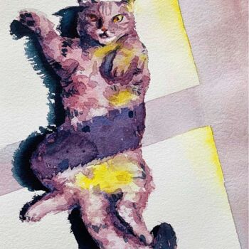 "Cat" başlıklı Tablo Vladlena Dudchak tarafından, Orijinal sanat, Suluboya