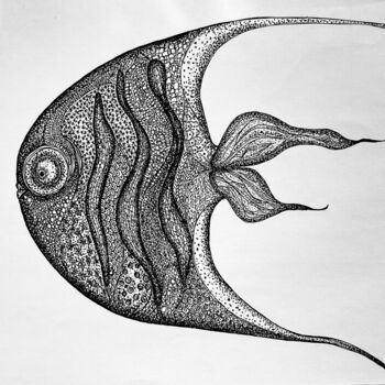 Drawing titled "Dream fish." by Vladlena Dudchak, Original Artwork, Gel pen