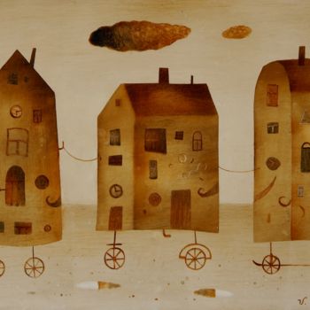 Картина под названием "Hiking of Three.Тур…" - Vladimir Makeyev, Подлинное произведение искусства, Масло