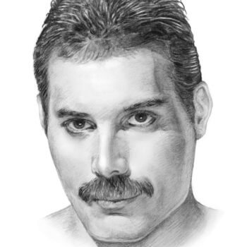 Drawing titled "Freddie Mercury, Qu…" by Vlado Ondo, Original Artwork, Pencil