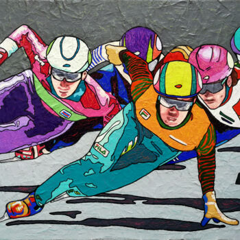 Картина под названием "Winter games,the gr…" - Vlado Vesselinov, Подлинное произведение искусства, Масло