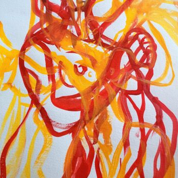 Dibujo titulada "Fire angel" por Vladyslav Savchenko, Obra de arte original, Acuarela