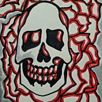 Dessin intitulée "Roses and Skull" par Vladyslav Savchenko, Œuvre d'art originale, Bombe aérosol