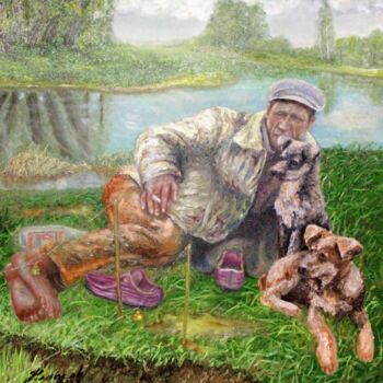 Картина под названием "Рыбачок" - Вячеслав Власов, Подлинное произведение искусства, Масло