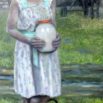 Картина под названием "-Молочка хочешь?" - Вячеслав Власов, Подлинное произведение искусства, Масло