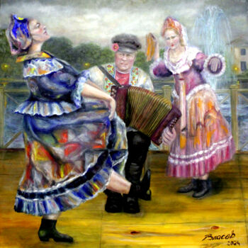 Ζωγραφική με τίτλο "Гастроли" από Вячеслав Власов, Αυθεντικά έργα τέχνης, Λάδι