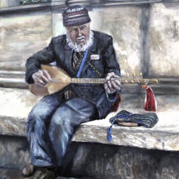 Картина под названием "Старый турок с сазом" - Вячеслав Власов, Подлинное произведение искусства, Масло