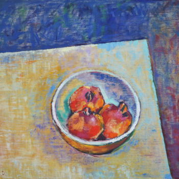 Painting titled "Pomegranates in Bow…" by Vlasta, Original Artwork, Oil