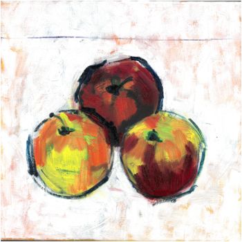 Painting titled "Winter Apples" by Vlasta, Original Artwork, Oil