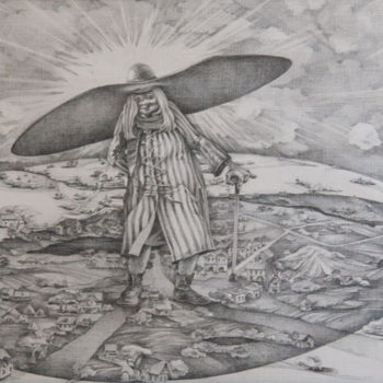 Drawing titled "Allegory of old age" by Eugenia Deniseva, Original Artwork, Pencil Mounted on Cardboard