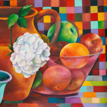 Painting titled "Still life with peo…" by Eugenia Deniseva, Original Artwork, Oil