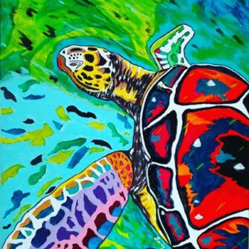 Painting titled "Tortue" by Alexis Van Lierde, Original Artwork, Acrylic