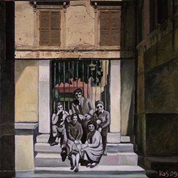 Pittura intitolato "finestre chiuse" da Vittorio Losito, Opera d'arte originale