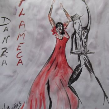 Peinture intitulée "Bailar flamencos" par Vmarinas, Œuvre d'art originale